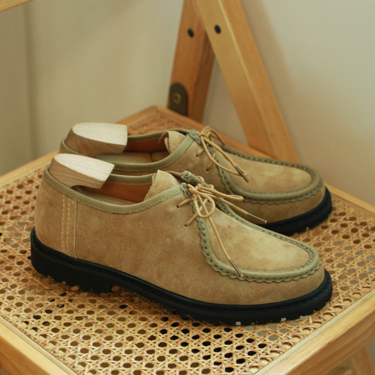 Europese Retro Casual Stijlvolle Derby Schoenen van Echt Leer met Ronde Neus en Vetersluiting in Indiase Stijl voor Heren