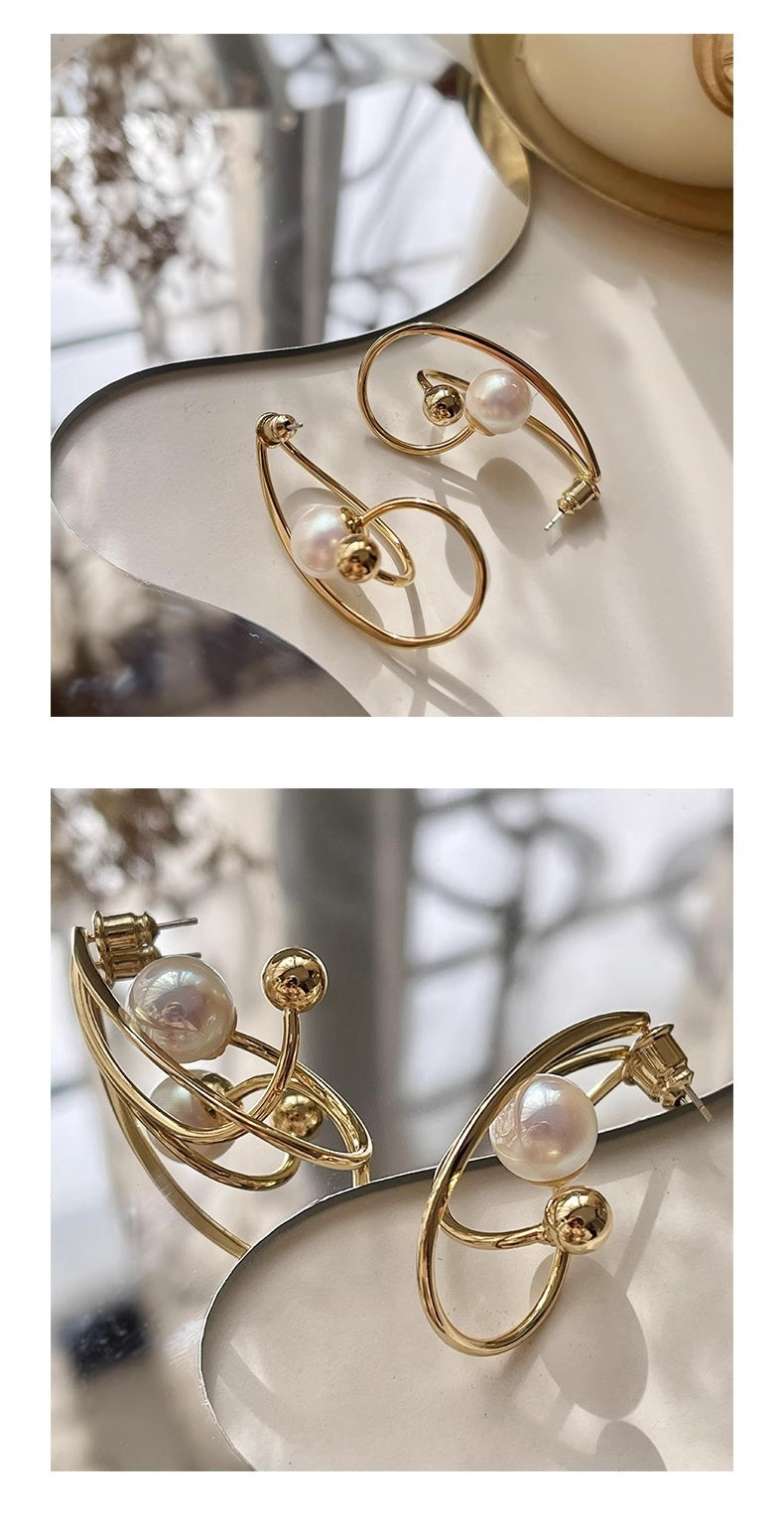 Europese Elegante Hoogwaardige Geometrisch Pareloorbellen in Franse Stijl voor Dames