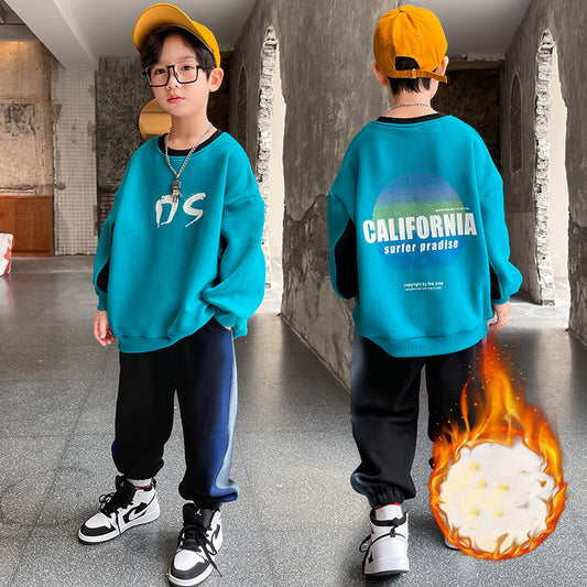 Westerse Stijl 2-delige Outfit Sweater met Cartoonprint & Joggingbroek voor Kinderen/ Tieners