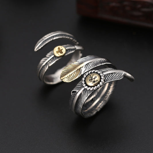S925 Sterling Zilveren Ring Indiase Veer voor Uniseks