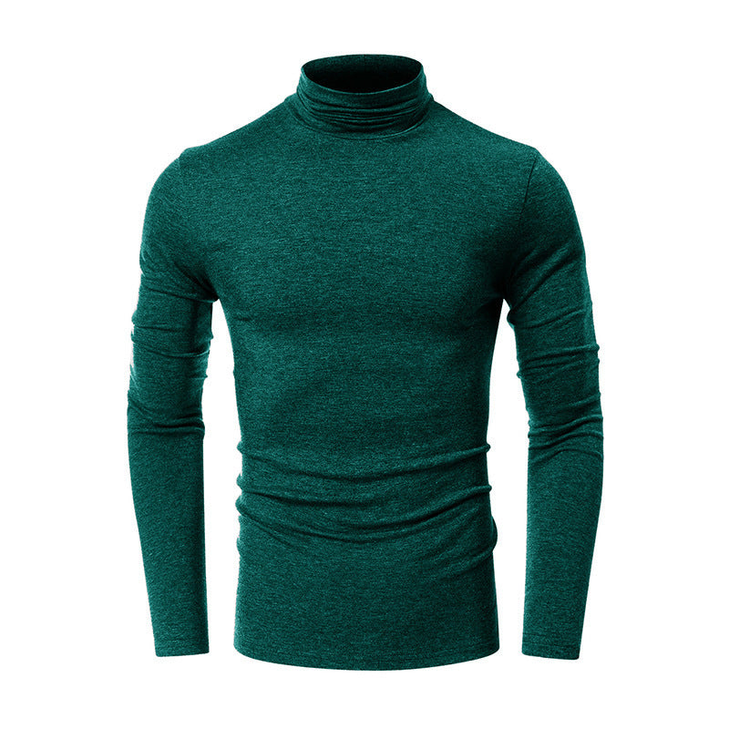 Amerikaanse Casual Elegante Slim-fit Effen Kleur Turtleneck T-shirt met Lange Mouwen voor Heren