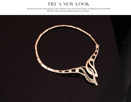 Europese Designer Ontwerp Elegante Feestelijke/Bruiloften 4-delige Sieradenset met Vergulde Goud en Strass-steentjes voor Dames