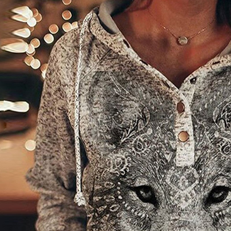 Dames casual hoodie met dierenprint