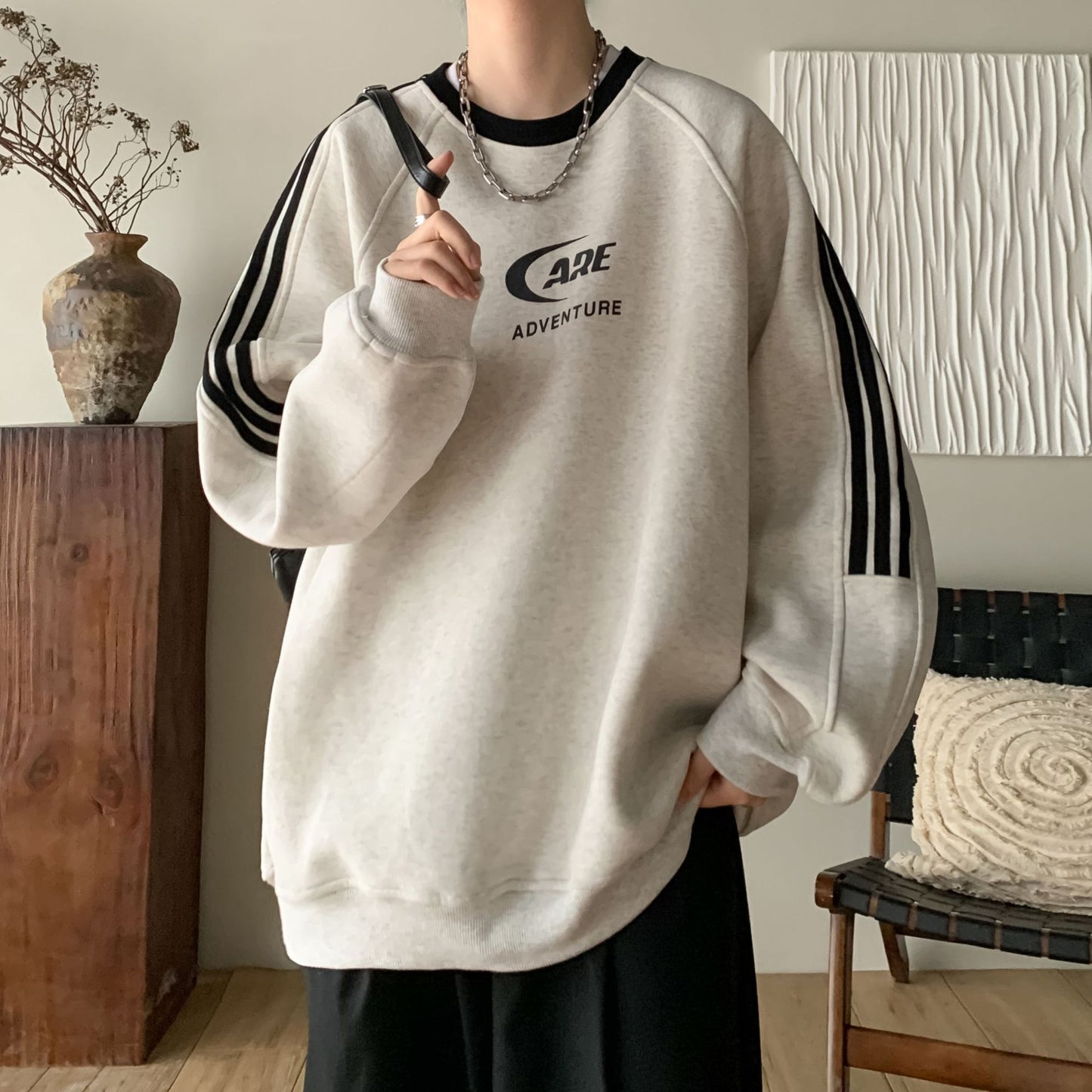 Amerikaanse Gestreepte Trui met Verlaagde Schoudermouwen voor Heren