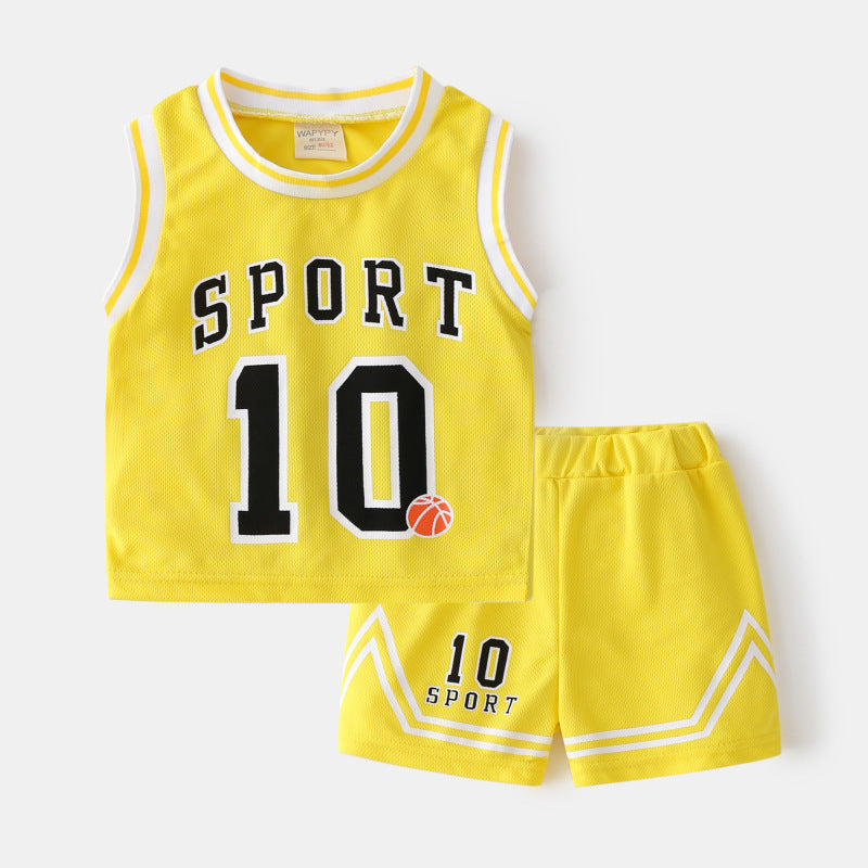 Tide Stijl Tweedelig Basketbaloutfit Tanktop & Shorts voor Kinderen