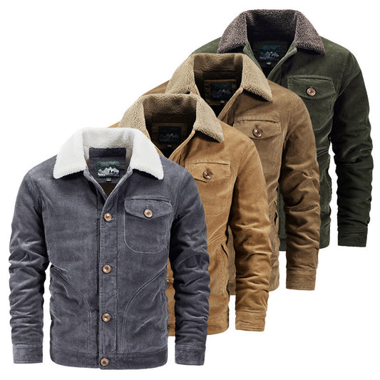 Casual Corduroy Jacket van Fluweel in Effen Kleur voor Heren