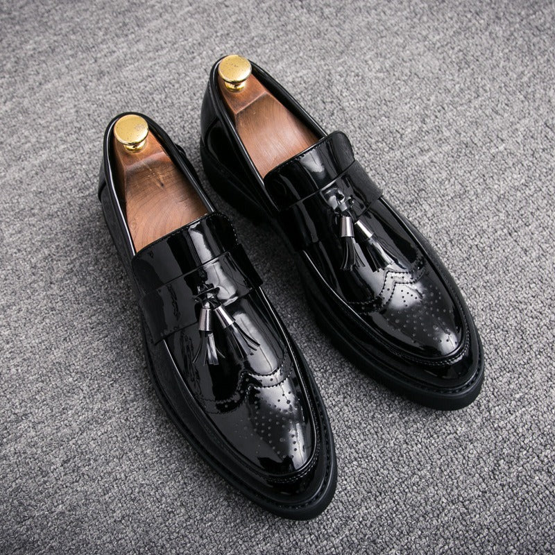 Britse Stijl Klassieke Effen Kleur Casual/Business Instap Lakschoenen van Echt Leer met Voetbeschermers en