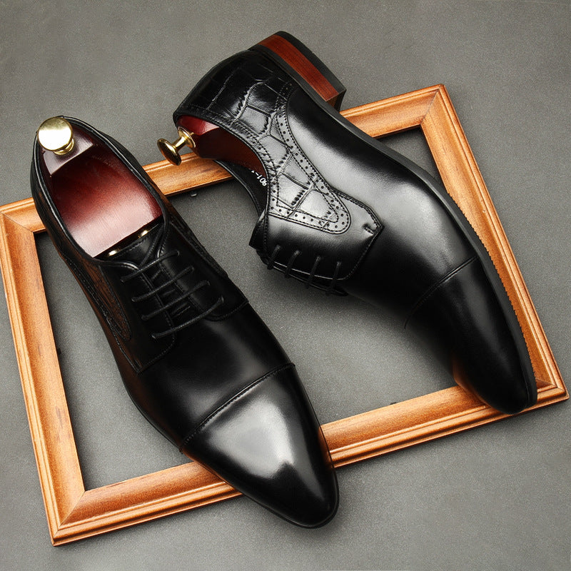Europese Elegante Formele/ Zakelijke Puntige Derbyschoenen van Echt Leer voor Heren