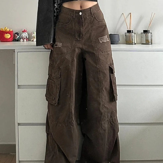 Amerikaanse Ripped Multi-pocket Werkjeans voor Dames/ Plus-size & Meisjes