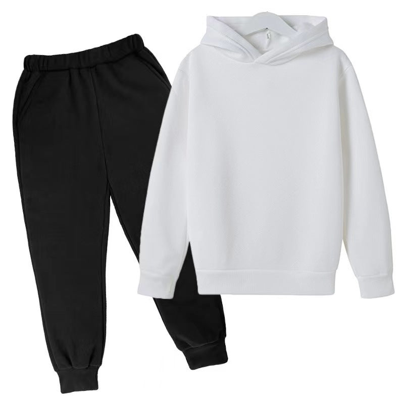 Tweedelige Set Casual Effen Kleur Fleece Hoodie & Joggingbroek voor Kinderen/ Tieners