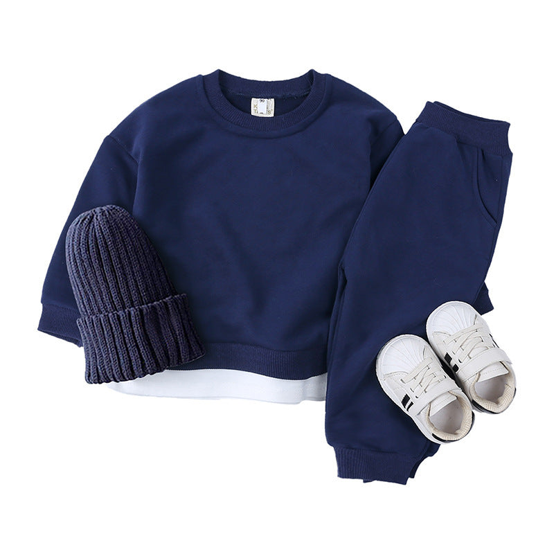 Ins 2-delig Casual Sportpak Effen Kleur Sweatshirt & Broek voor Peuters/Kinderen
