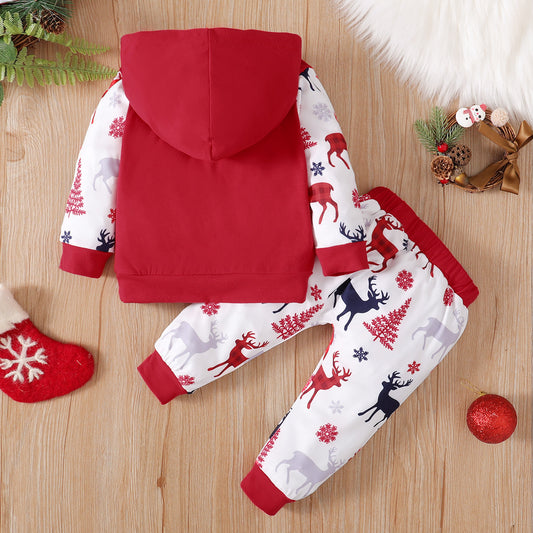 Kerst Outfit voor Baby's/Peuters Hoodie met kerstprint & Broek