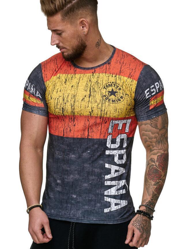 Europese Modieuze Trendy Bedrukte Grafische Print T-shirt met Ronde Hals en Korte Mouwen voor Heren & Jongens