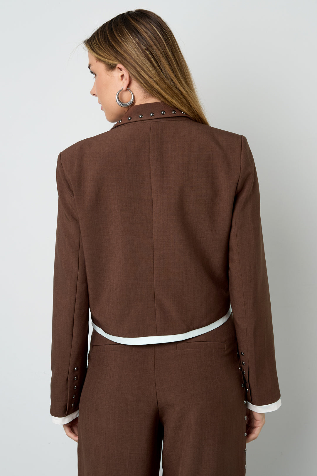 Geweven Polyestervezel Vrouwenpak Set Herfst/Winter Straat Eenvoudige Kleur