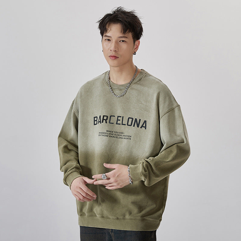 Amerikaanse Stijl Sweater van Katoen met Ronde Hals en Letterprint voor Heren & Jongens