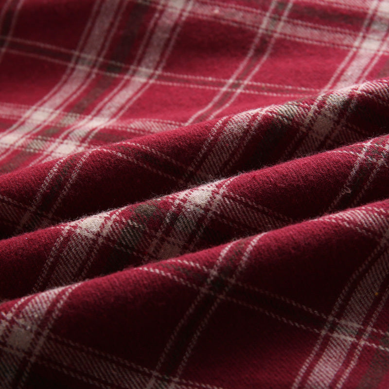 Vintage Rood Geruite V-halsjurk met Mouwen en Riem voor Dames & Plus-size