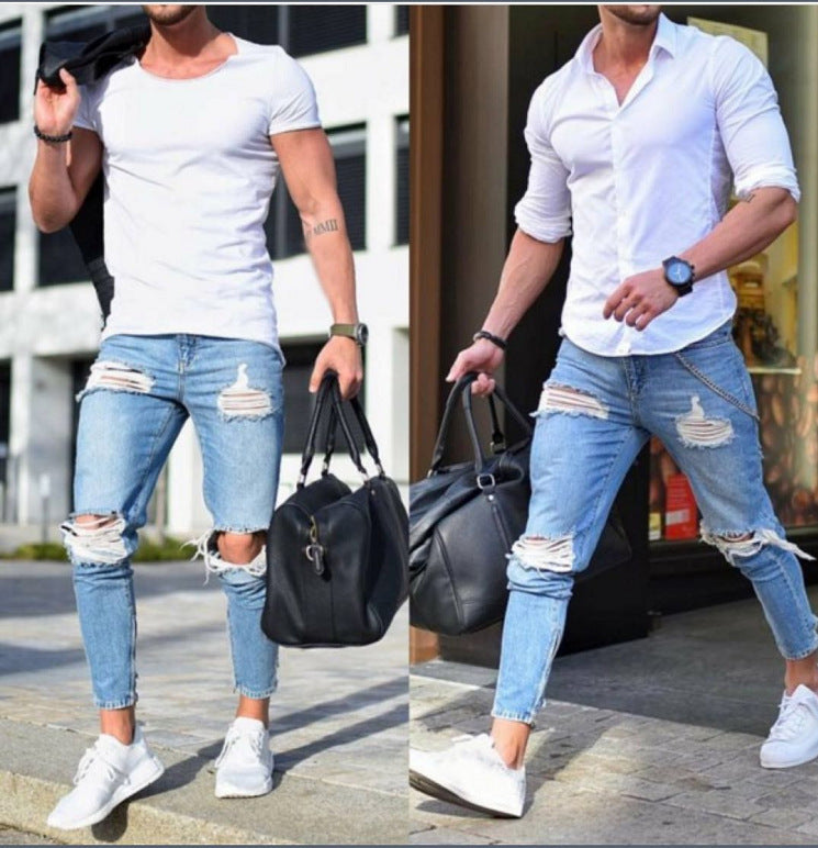 European and American Style Ripped Jeans voor Heren/ Jongens