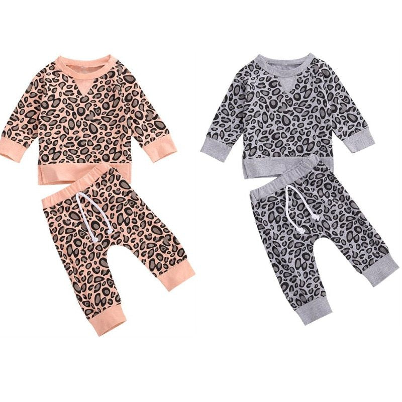 Meisjes Tweedelig Kinderset Luipaard Print Tops & Luipaard Print Broeken