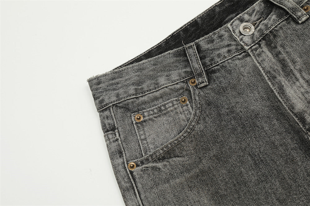 Distressed Retro Straight Jeans in Amerikaanse Stijl voor Heren & Jongens
