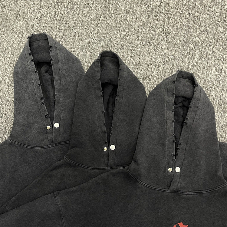 Metalen engelprint distressed oversized hoodie