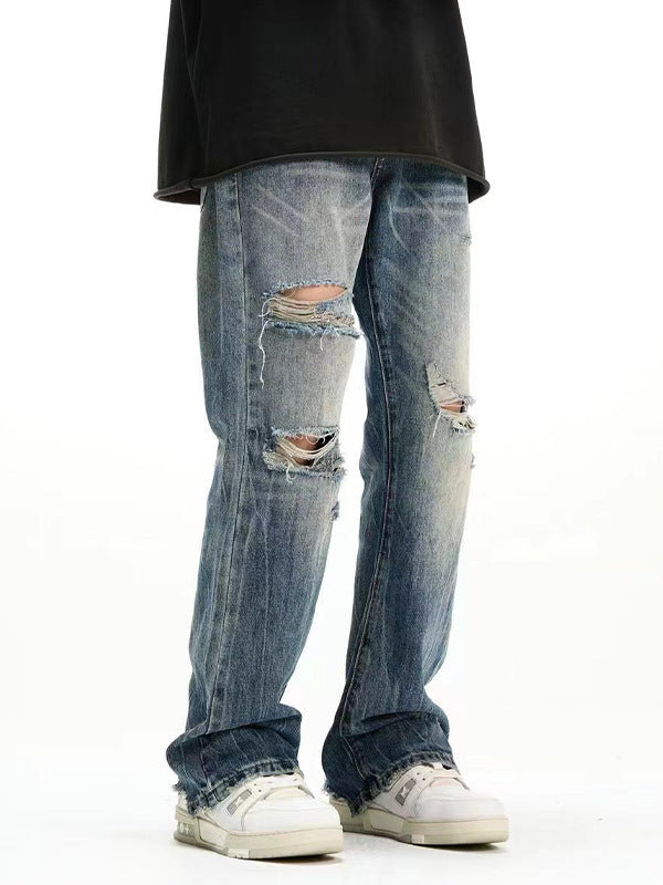 Designer Ripped Washed Jeans in Amerikaanse Stijl voor Heren/ Jongens
