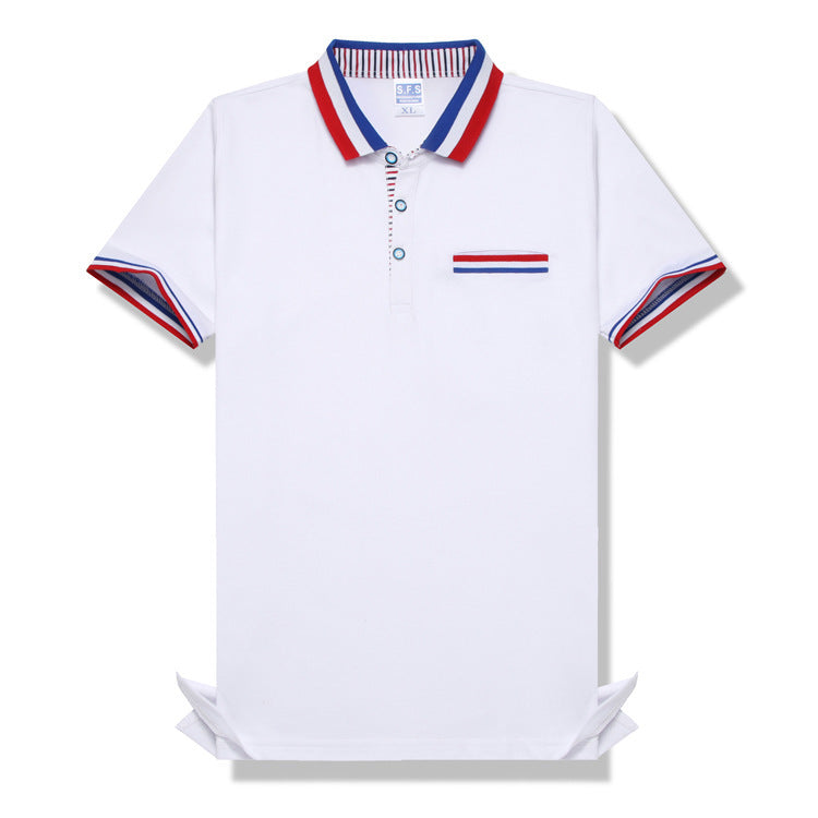 Europese Stijlvolle Casual Gestreepte Revers Poloshirt met Korte Mouwen en Knoopsluiting voor Kinderen
