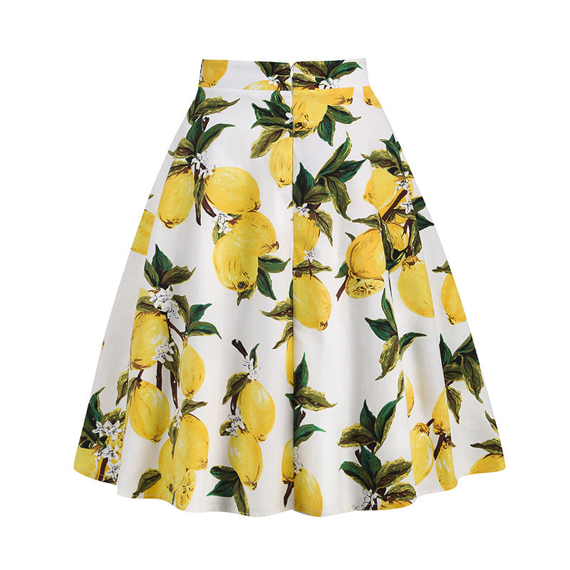 Vintage Hepburn-rok met bloemenprint voor dames in Europese en Amerikaanse stijl