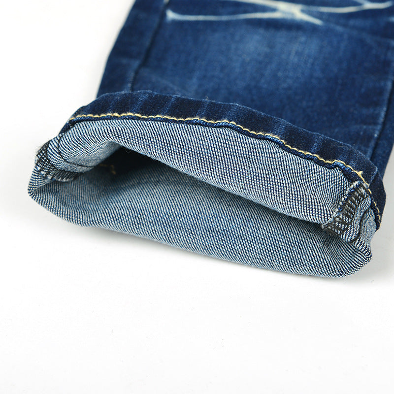 Stijlvolle Fashion Casual Elastische Distressed Slim Fit Demin Jeans met Zakken voor Kinderen