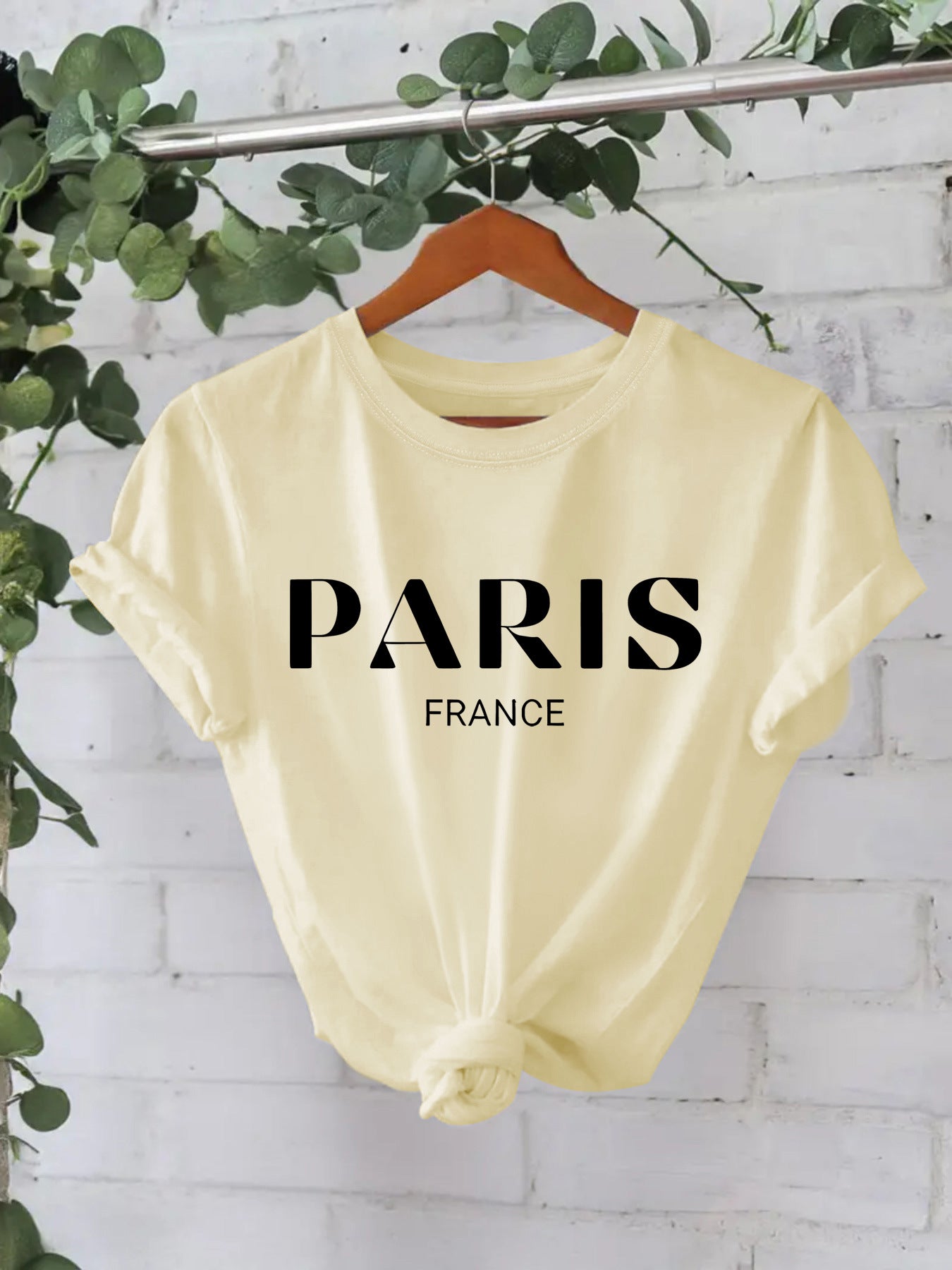 Trendy Stijlvolle Effen Kleur Casual Ronde Hals T-shirt met Letterprint en Korte Mouwen voor Dames/Meiden & Plus-Size