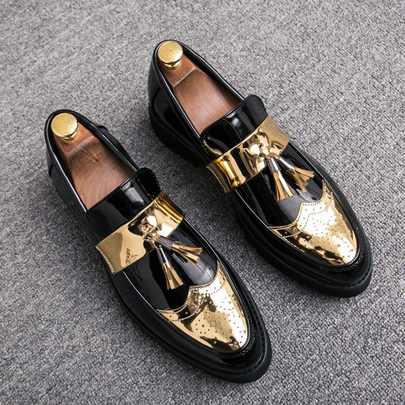 Britse Stijl Klassieke Effen Kleur Casual/Business Instap Lakschoenen van Echt Leer met Voetbeschermers en