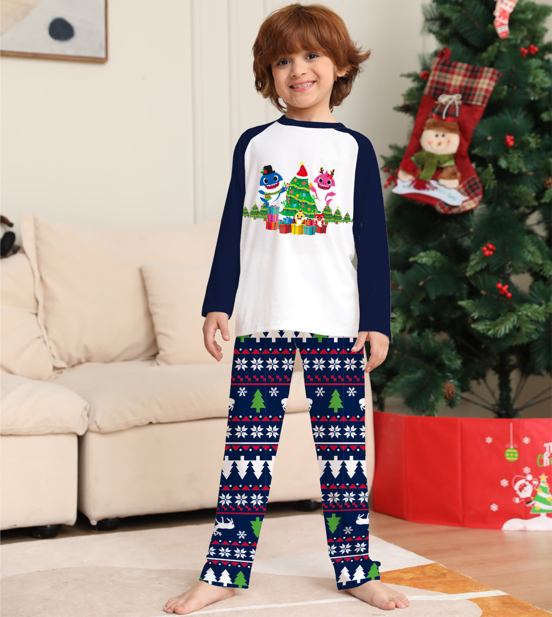 Kerstmis Familie Matching Kerstpyjama Sets met Kerstmisprint  voor Gezin & Koppels
