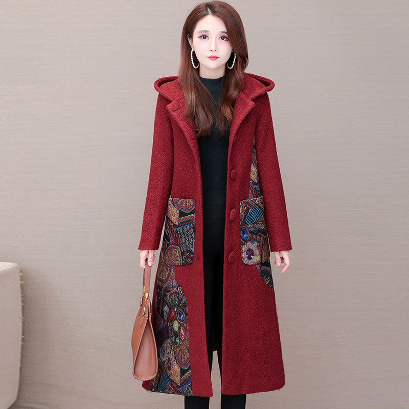 Desinger Geborduurde Mantel met Capuchon voor Dames & Plus-size