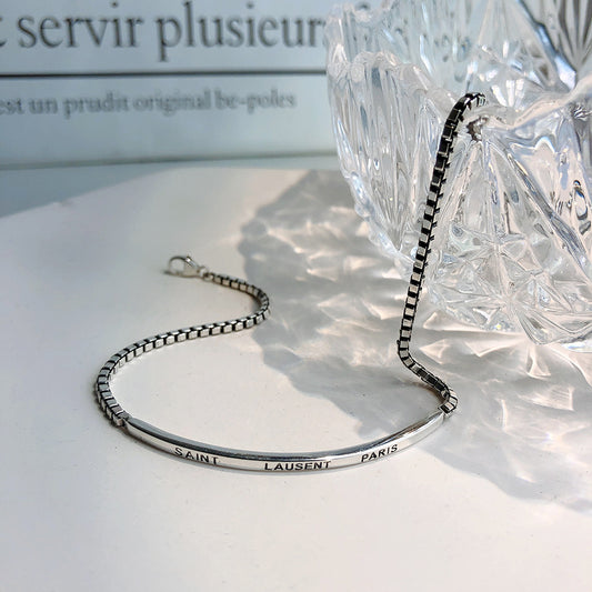 Eenvoudige 925 Sterling Zilveren Geometrische Enkelbandje met Bedeltjes en Letterprint voor Dames