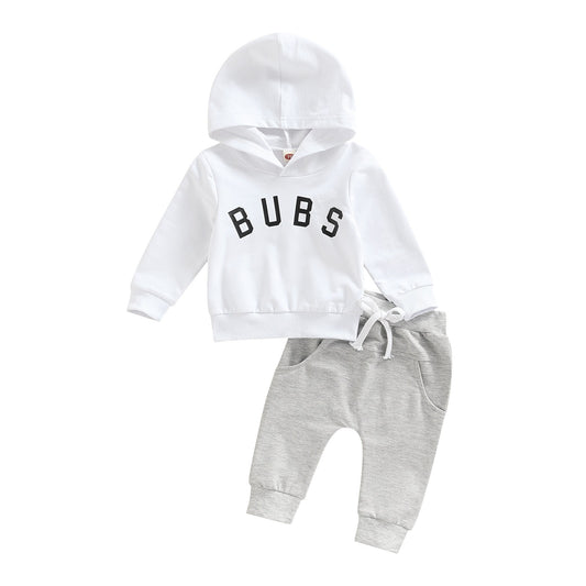 Europese en Amerikaanse Stijl Trendy Tweedelig Set Hoodie met Tekstprint & Broek voor Baby's/ Peuters