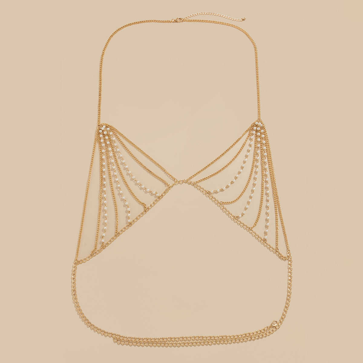 Elegante Modieuze Metalen Bodychain met Opvallende Imitatie Parels voor Dames