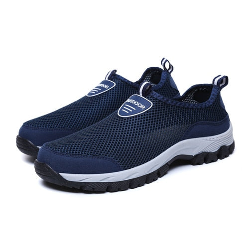 Comfortabele Effen Kleur Ademend Casual Slip-On Sneakers van Mesh met Platte Rubberzool en Ronde Neus voor Heren & Jongens