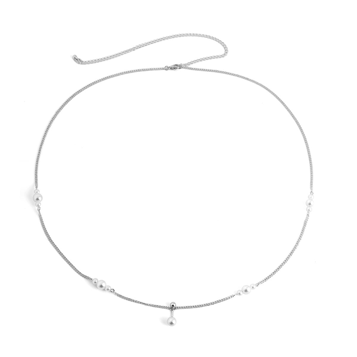 Modieuze Elegante Metalen Zirkoon Tailleketting met Navelpiercing en Imitatie Parel Kwastje voor Dames