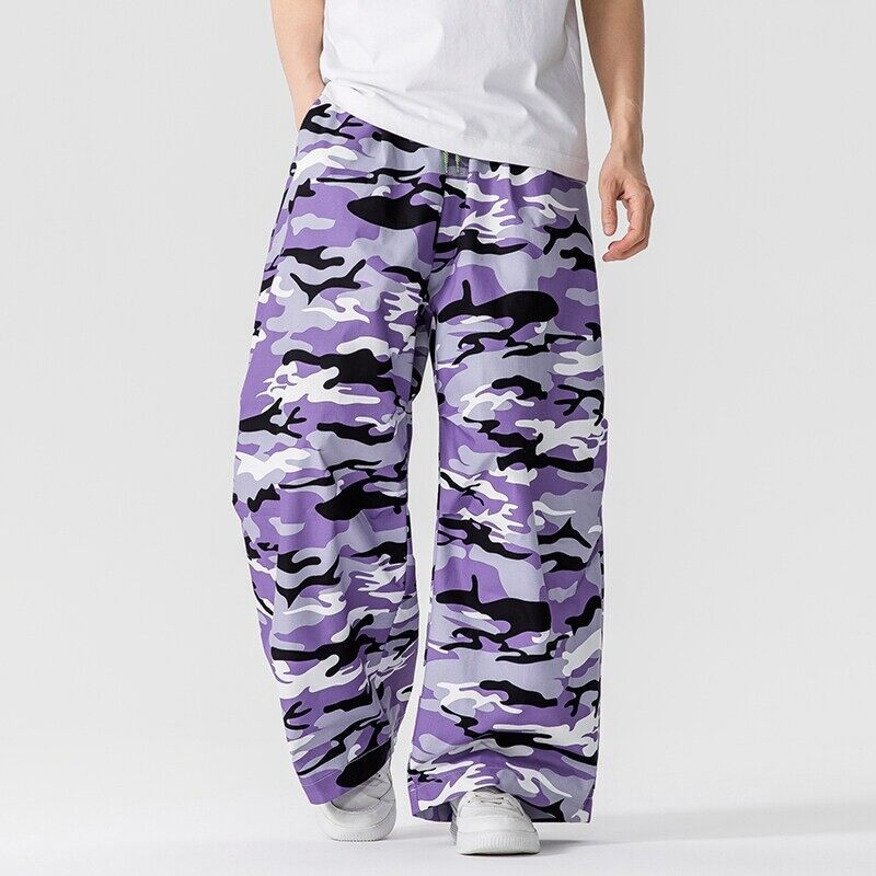 Trendy Casual Kleurrijke Gecamoufleerde Joggingbroek met Stretch en Losse Rechte Pijpen voor Jongens & Heren