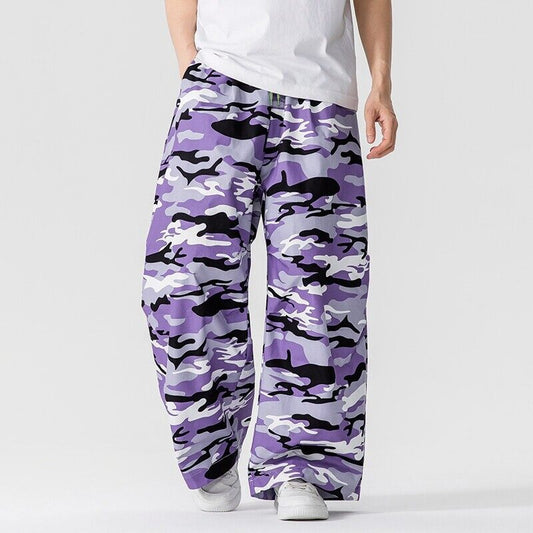 Trendy Casual Kleurrijke Gecamoufleerde Joggingbroek met Stretch en Losse Rechte Pijpen voor Jongens & Heren
