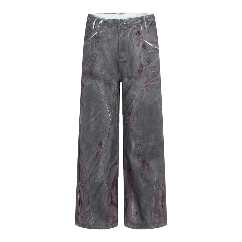 Trendy Klassieke Effen Kleur Casual Vintage Losse Denim Jeans met Rechte Wijde Pijpen voor Unisex