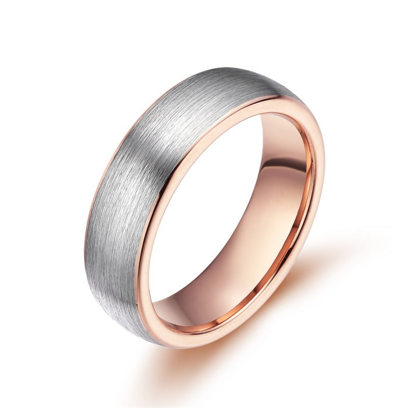 Trendy Moderne Tweekleurige Minimalistisch Metalen Wolfraamcarbide Ring met van 4 mm tot 8 mm voor Unisex
