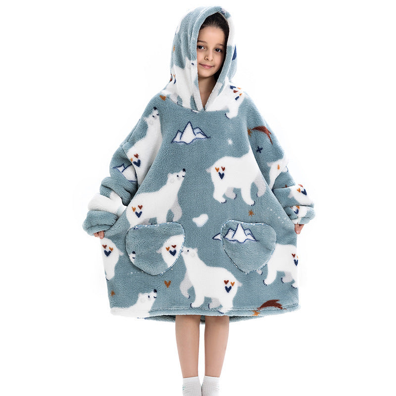 Oversized Flanellen Thermische Pyjama Sweatshirt met Print voor Kinderen / Tieners