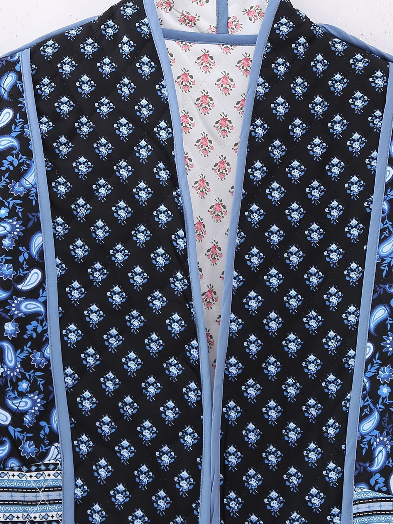 Europese en Amerikaanse Dubbelzijdig Gewatteerd Cropped Jacket met Bloemenprint voor Dames & Meiden