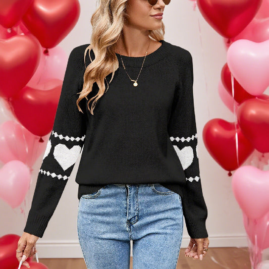 Europese en Amerikaanse Gebreide Trui met Hartjespatroon voor Dames & Meiden