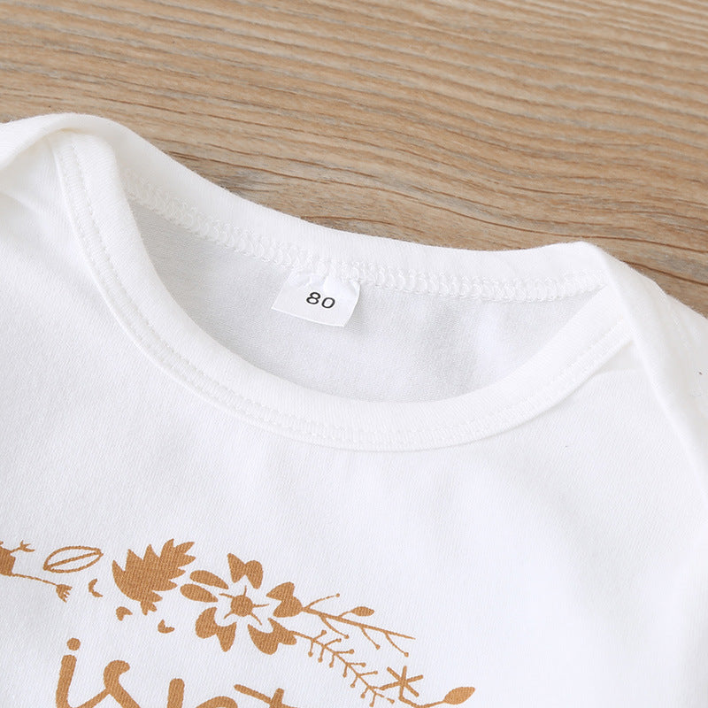 Trendy 3-delige Set Baby Meisjes Romper met Lange Mouwen, Strikhaarband & Broek met Strik