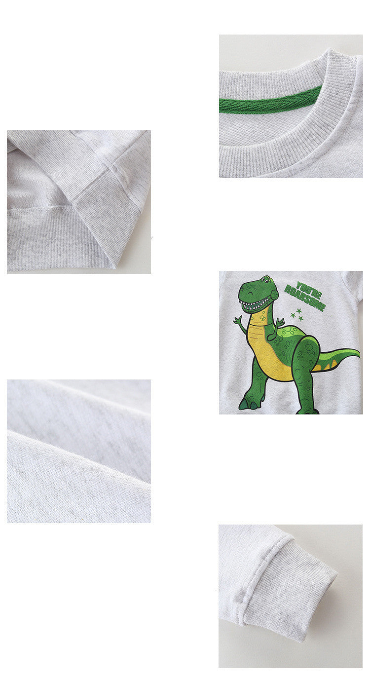 Europese en Amerikaanse Stijl Sweatshirt met Lange Mouwen met Bedrukte dinosaurus voor Kinderen
