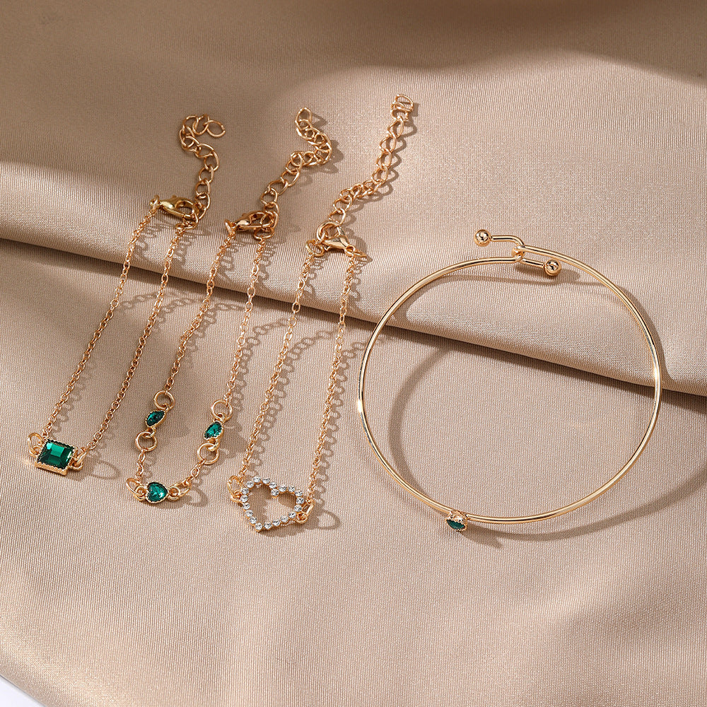 Elegante Vintage Armbanden met Hartvormig Vierkante Edelstenen voor Dames