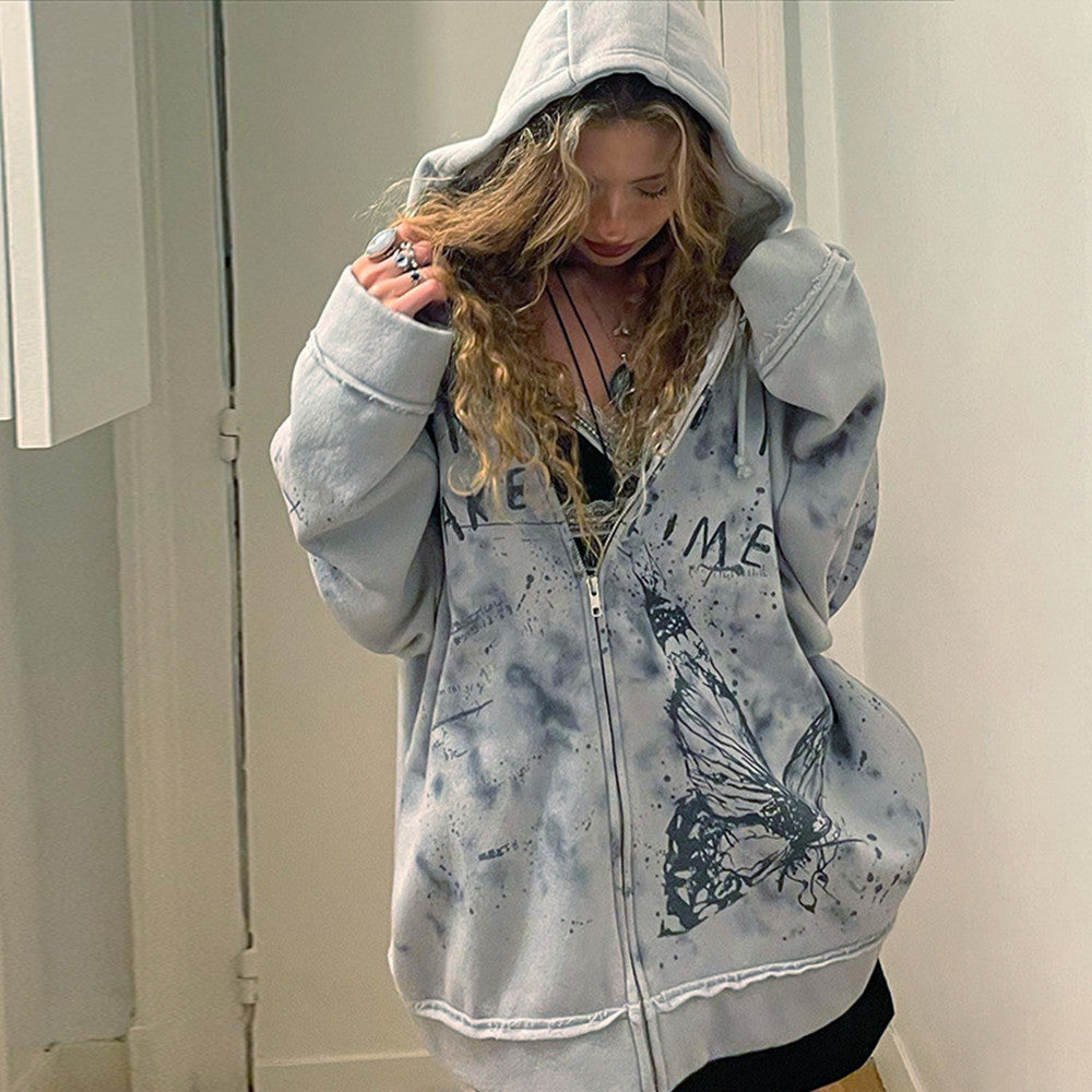 Gebreide vlinderprint  hoodie