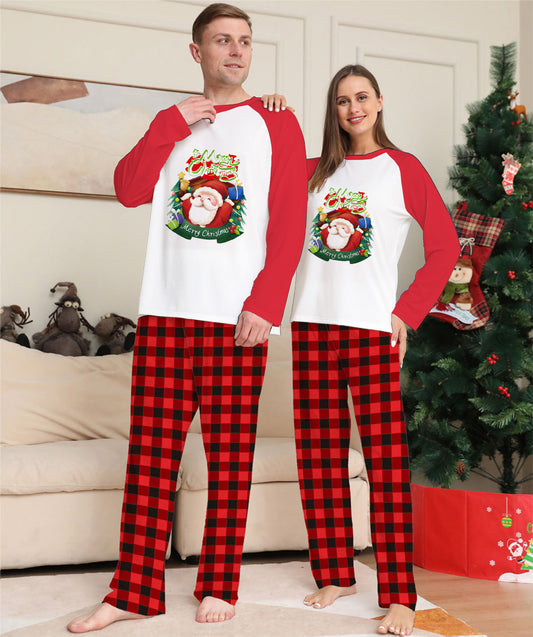 Kerstmis Familie Trendy Casual Matching Geruite Kerstpyjama met Kerstmisprint Gezin & Koppels