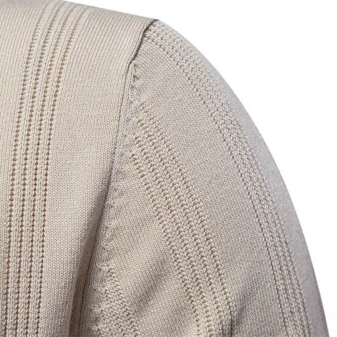 Europese Casual/ Business Vintage Poloshirt met Licht Geweven Streep en Revers voor Heren